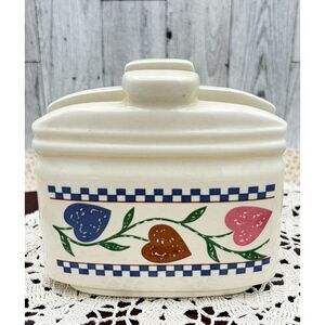 Vintage Hearts Desire Stoneware Napkin Holder | Cottagecore Napkin Holder